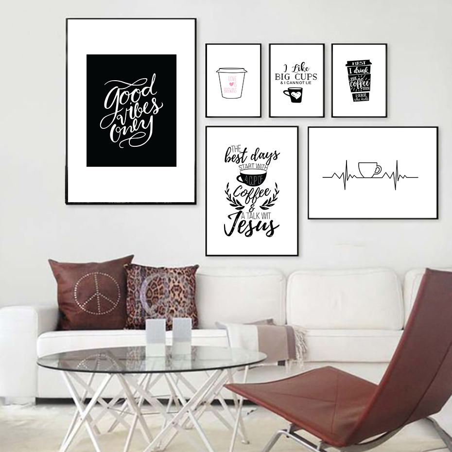 Home Decor Quotes On Wall - القهوة الحديثة إقتباس الملصقات يطبع الزهور