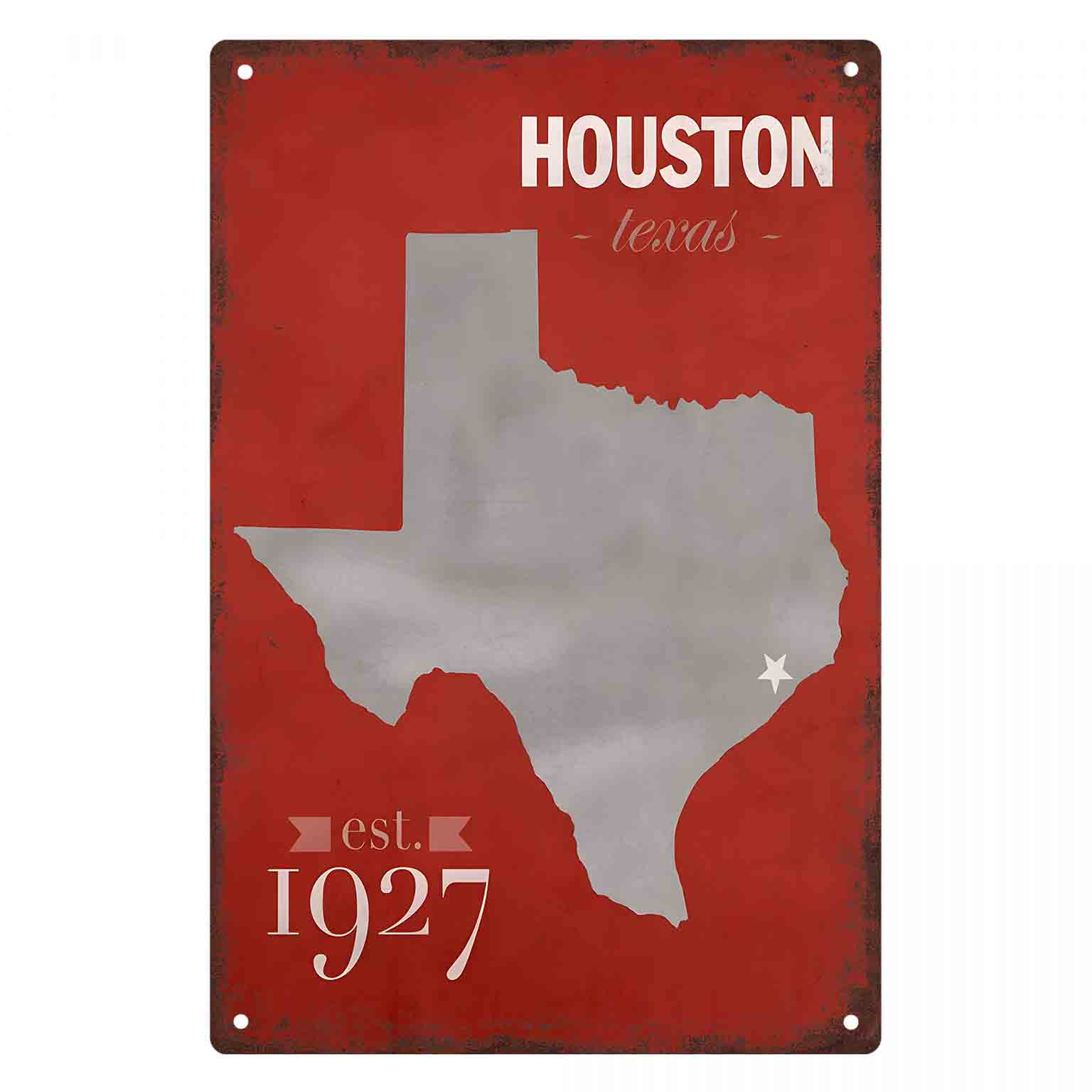 Home Decor Houston - لافتة معدنية مسطحة ثنائية الأبعاد بتصميم