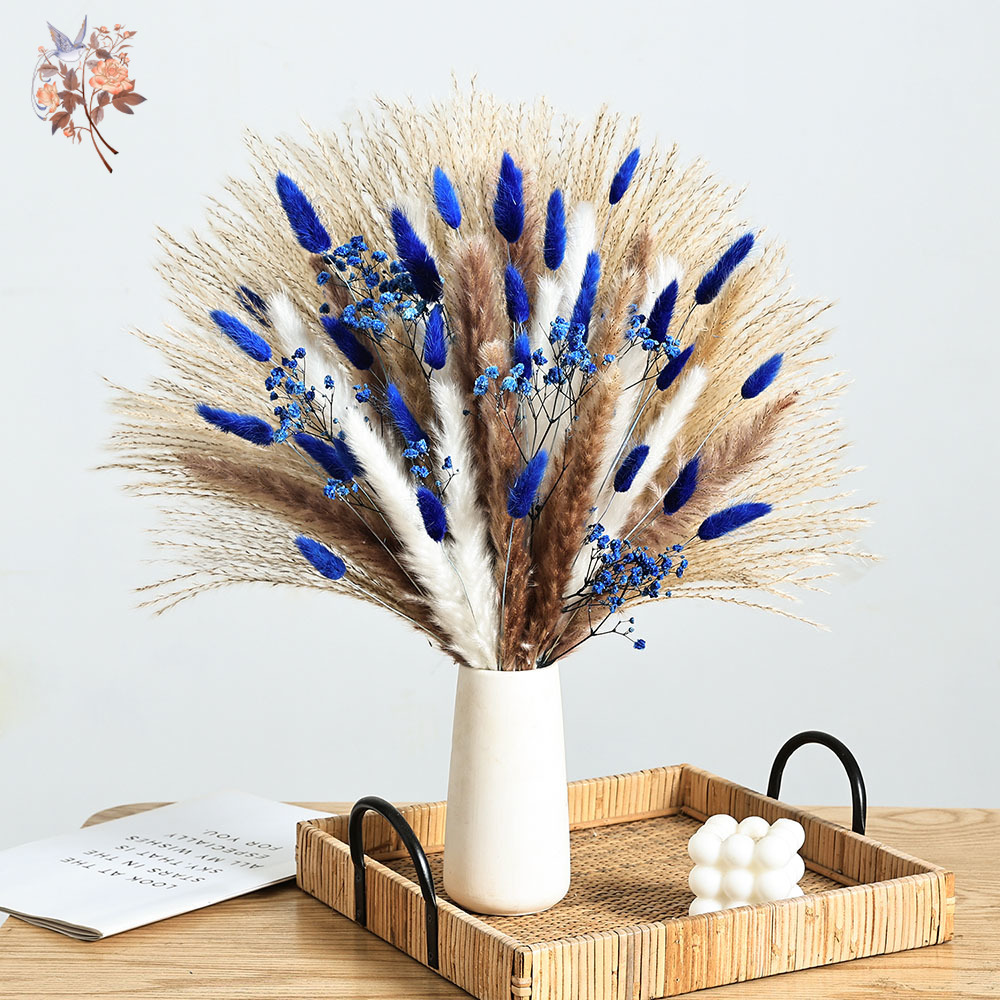 Dried Flower Bouquet - 70 الجذعية الأزرق رقيق أرنب ذيل
