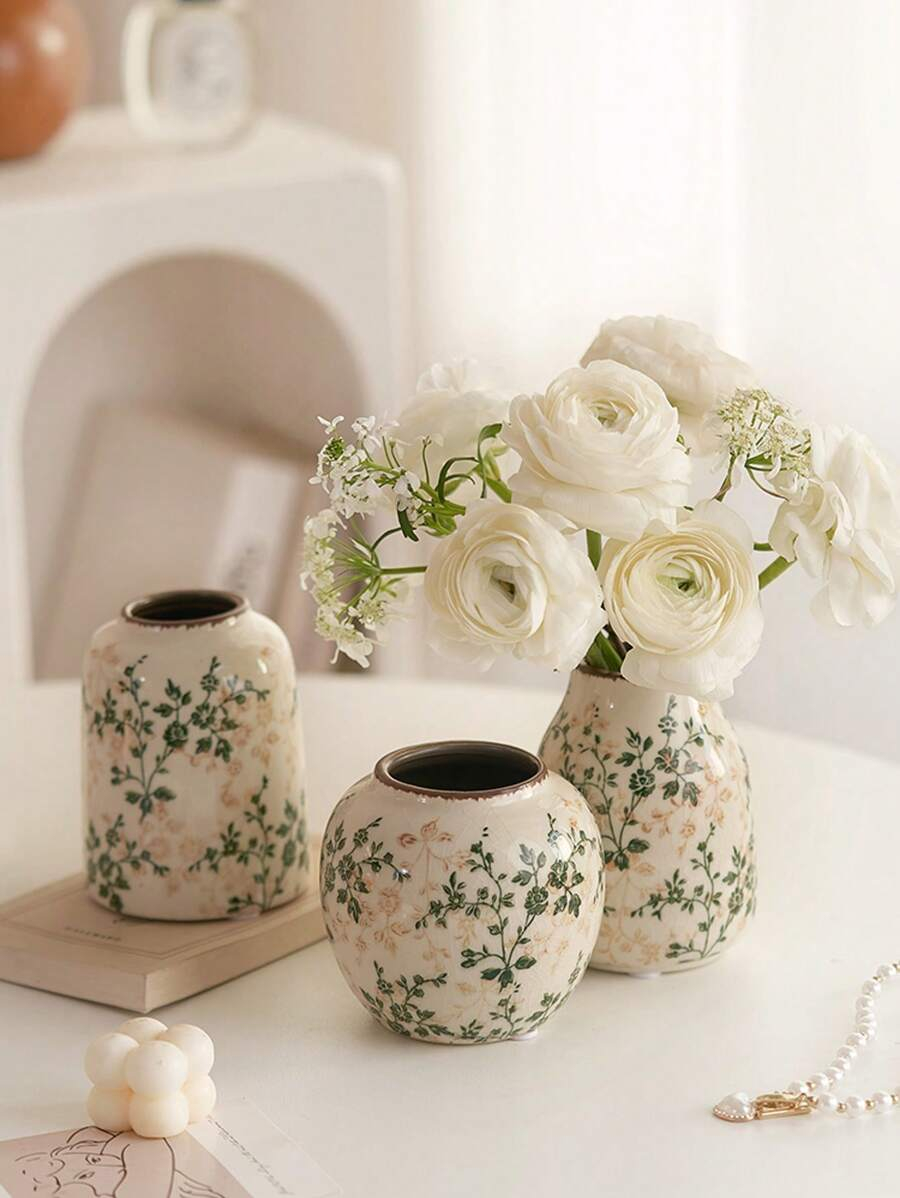 Home Decor Zen Style - 1/3 قطع من المزهريات الخزفية الخضراء