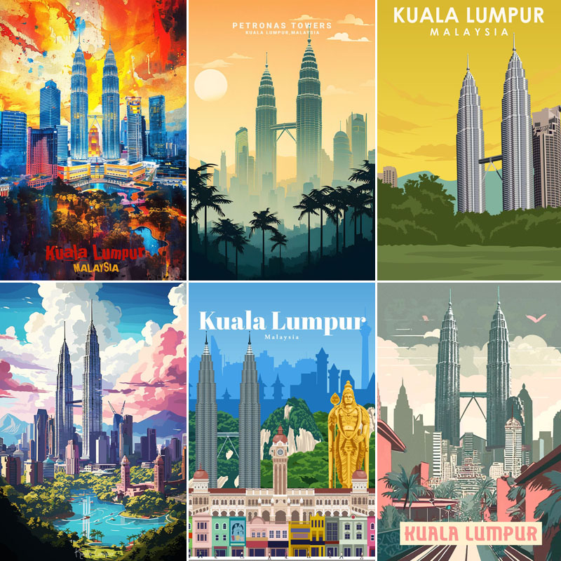 Home Decor Malaysia - لوحة معدنية بتصميم منظر طبيعي لمدينة