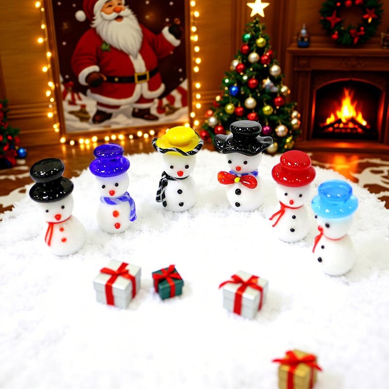 Home Xmas Decor Ideas - تمثال زجاجي صغير لرجل الثلج لعيد