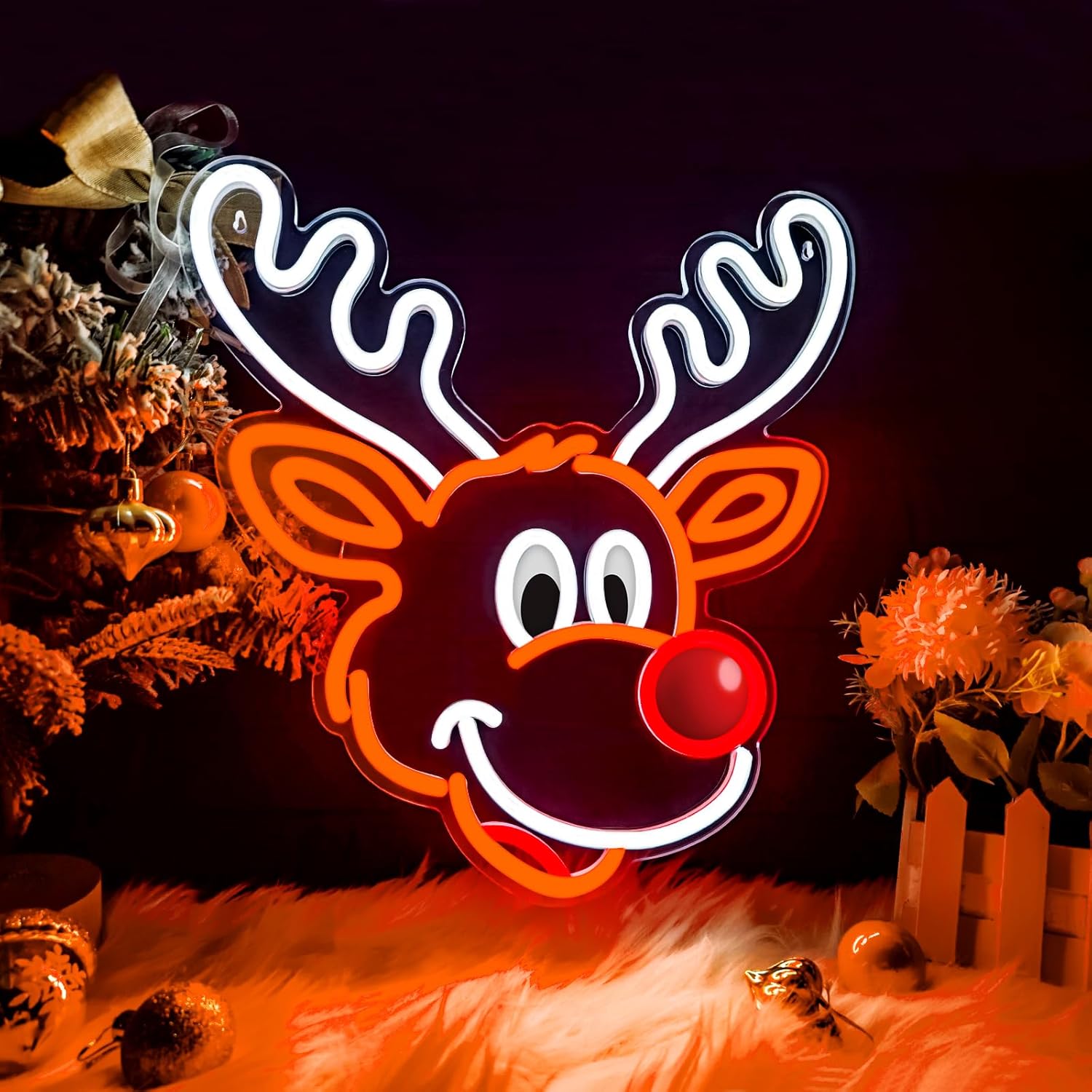 Home Xmas Decor Ideas - لطيف عيد الميلاد الرنة النيون تسجيل