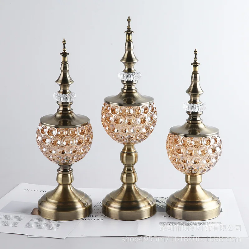 Home Decor Malaysia - طبق حلوى زجاجي معدني ماليزي، وعاء