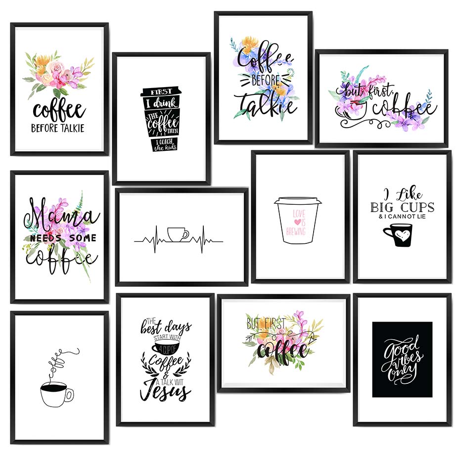 القهوة الحديثة إقتباس الملصقات - مراجعة Home Decor Quotes On Wall وسعره