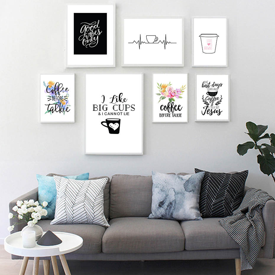 القهوة الحديثة إقتباس الملصقات - مراجعة Home Decor Quotes On Wall وسعره