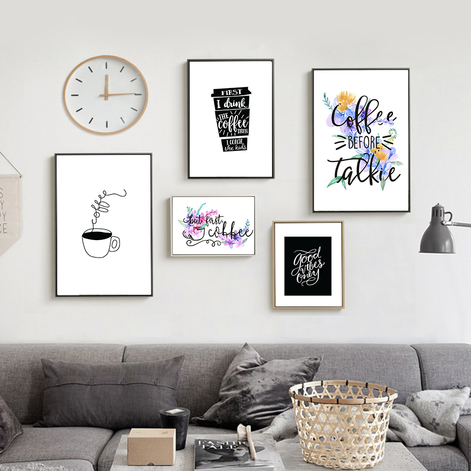 القهوة الحديثة إقتباس الملصقات - مراجعة Home Decor Quotes On Wall وسعره
