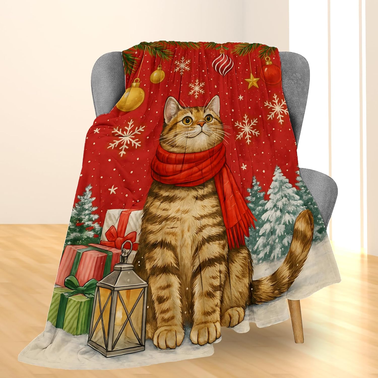 بطانية قطيفة دافئة بتصميم قطة  - مراجعة Home Xmas Decor Ideas وسعره