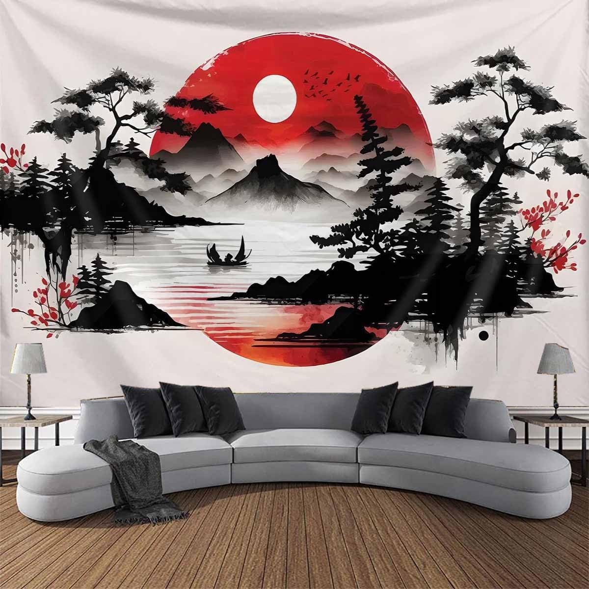 جدارية نسيجية بمنظر جبلي يابان - مراجعة Home Decor Zen Style وسعره