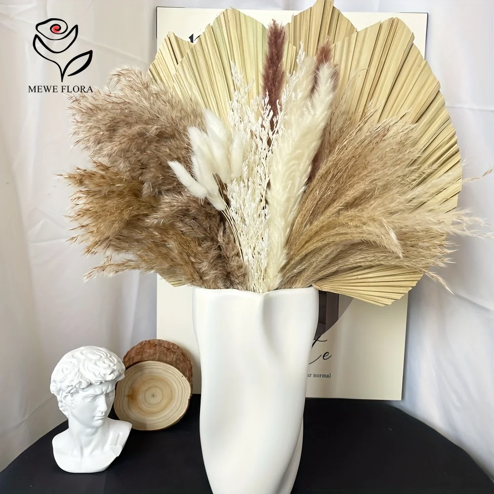 35 قطعة عشب بامباس الطبيعي بوه - مراجعة Dried Flower Bouquet وسعره
