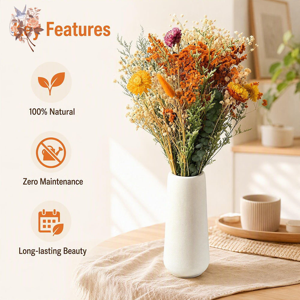 باقة زهور مجففة للخريف، عشب ال - مراجعة Dried Flower Bouquet وسعره
