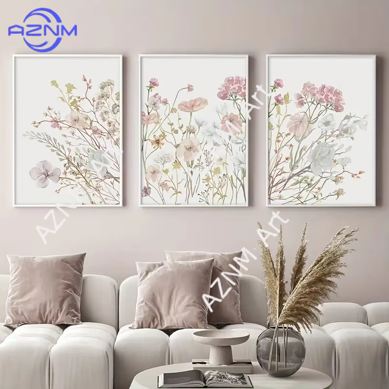 لوحة فنية قماشية زهرية وردية ( - مراجعة Home Decor Minimalist Style وسعره